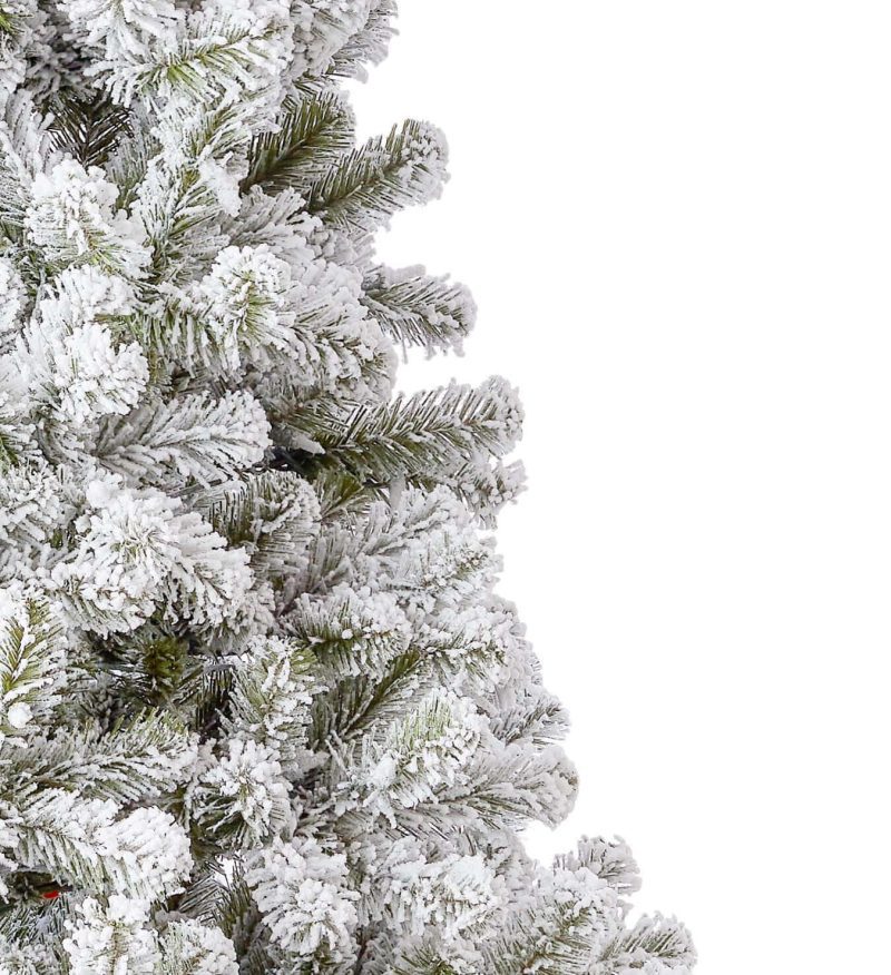 8 foot prince flock artificial christmas tree close up