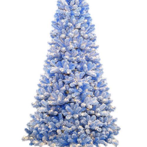 Blue flock artificial christmas tree