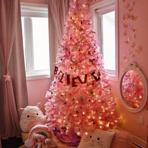 Duchess Pink Flock Artificial Christmas Tree