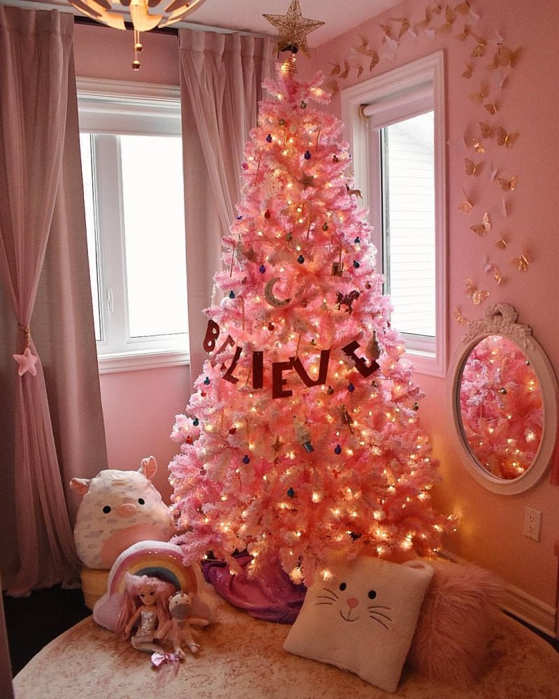 Duchess Pink Flock Artificial Christmas Tree