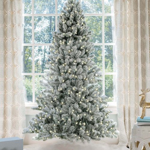 9' Prince Flock® Artificial Christmas Tree with 650 Warm White LED Lights