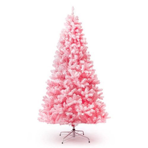 flocked pink faux christmas tree lit 3 o